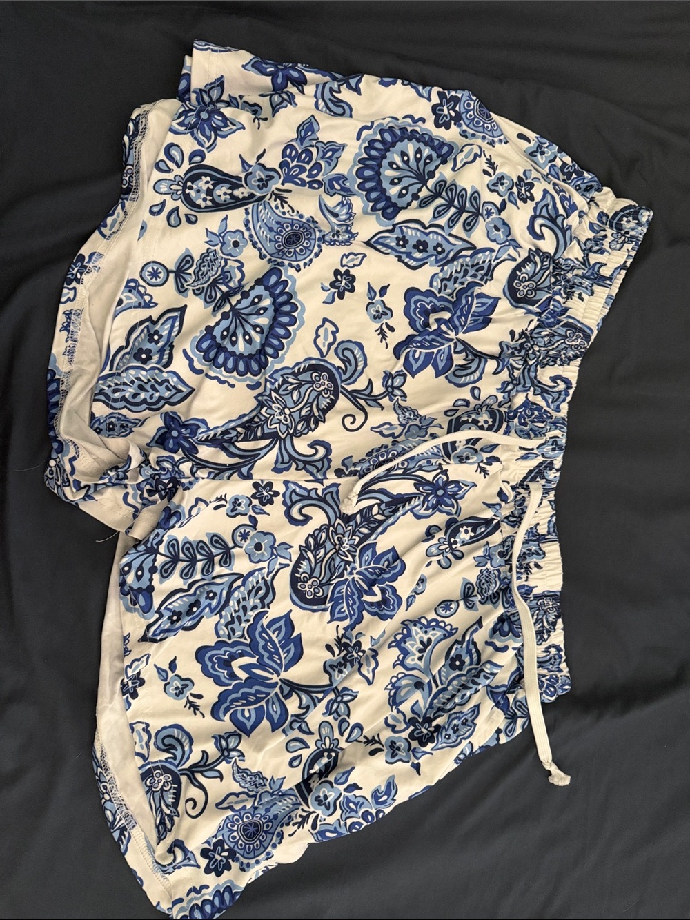 SHEIN Blue Floral Drawstring Athletic Shorts
